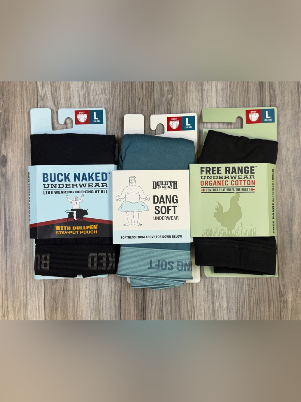 Duluth Trading Briefs Lot 3 Pack Bullpen Dang Soft Free Range Cotton Mens L NEW
